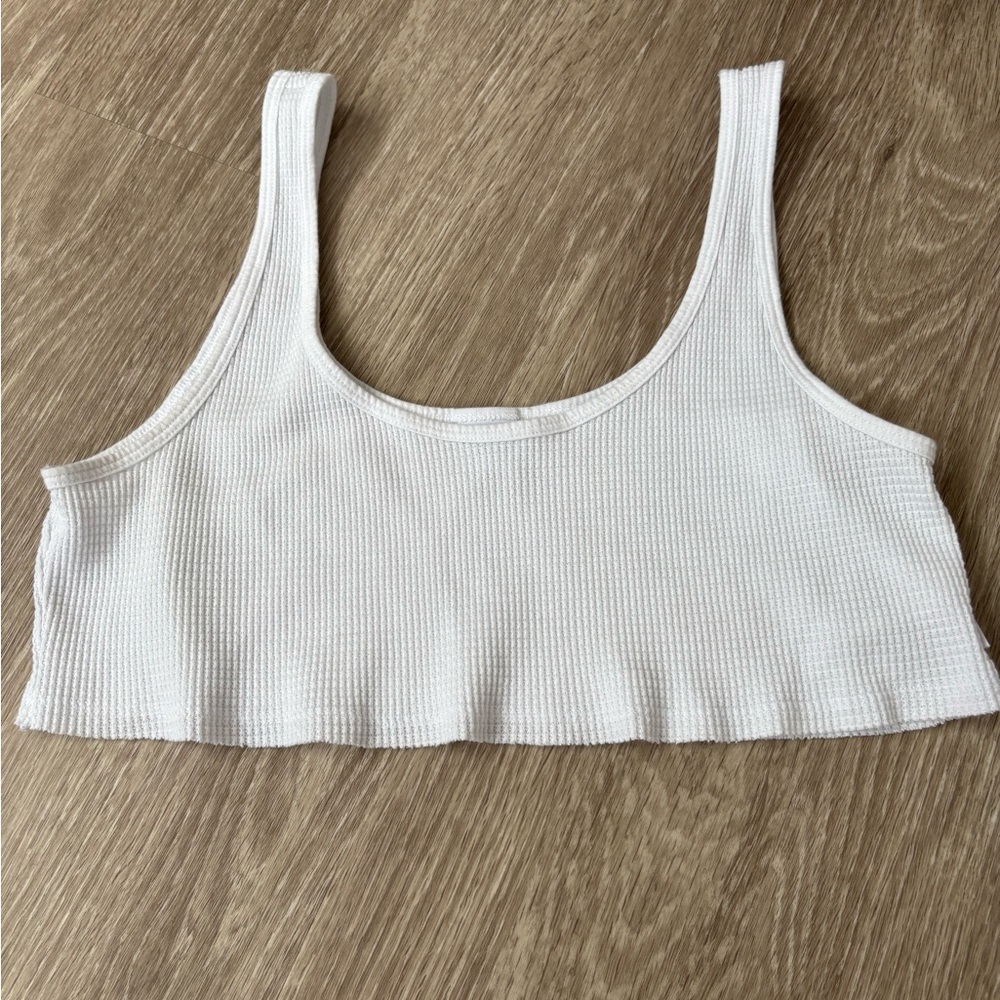 TNA White Ribbed Crop Tank Top
